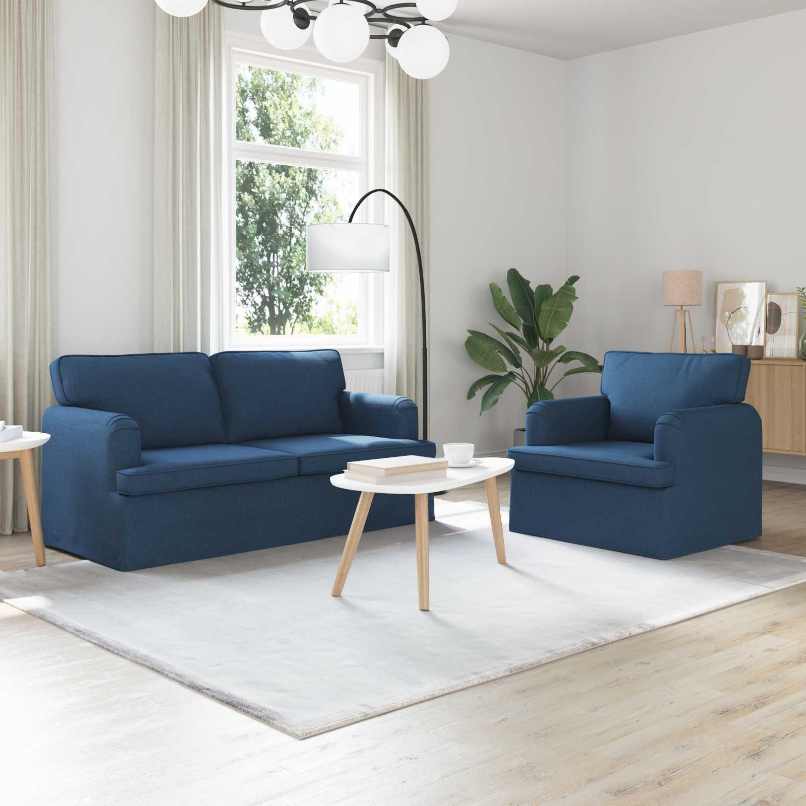 vidaXL "Schlussverkauf" Sofa 2 Stück - Sofa set - Wohnlandschaft Komfortabel - Blau Gesamtabmessungen: 162x80x85 cm (BxTxH) C14090 LL0000454369-VDLL-NEW26130