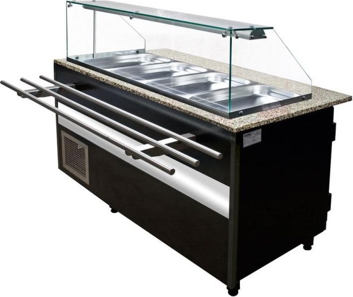 KBS Verkaufstheke Bain Marie mit Glasaufbau 1500x800x1250 mm GN 1/1 LED