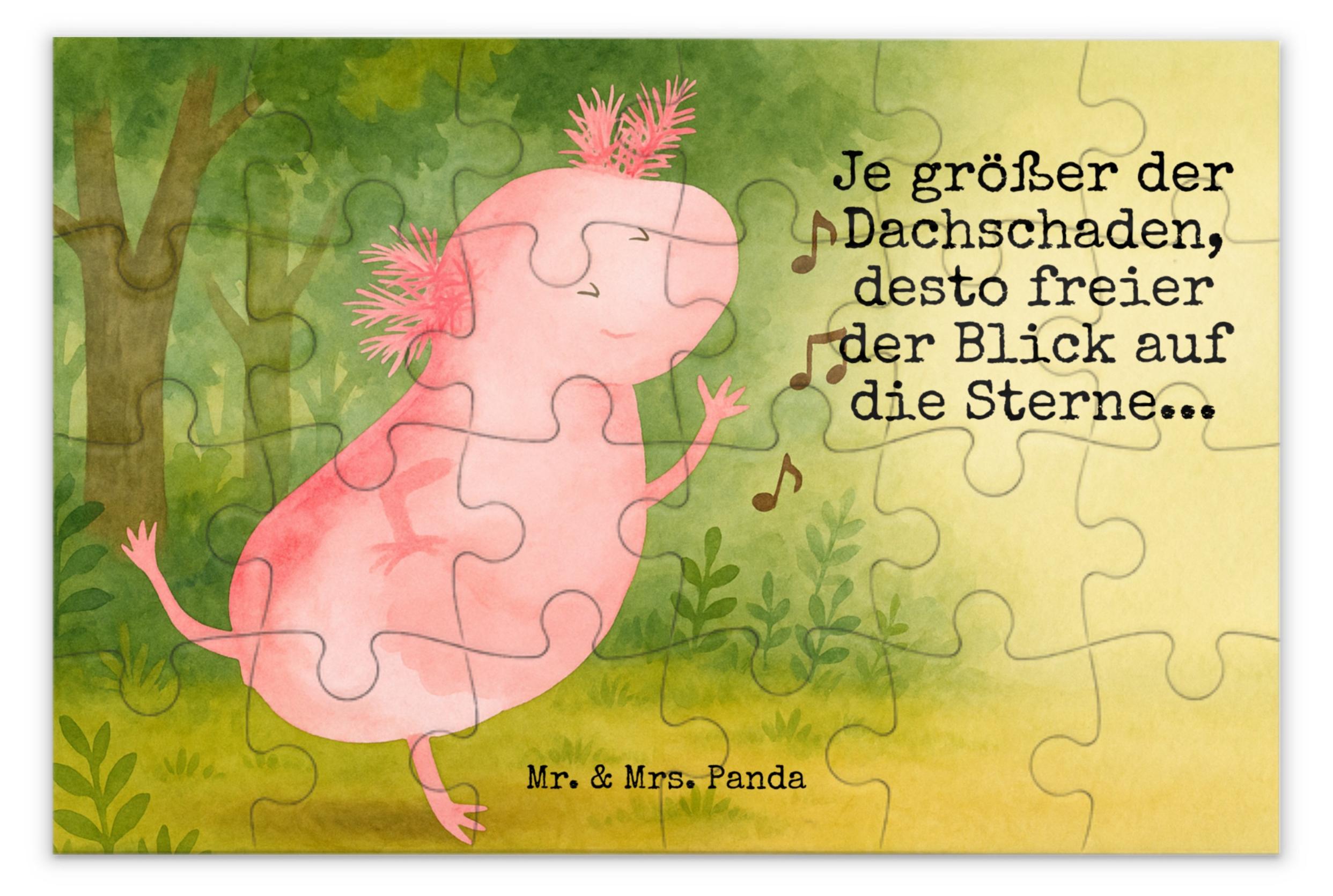 Mr. & Mrs. Panda Puzzle Axolotl Tanzen Design 24 Teile - Weiß - Geschenk, 2000, Lurch, gut Gelaunt, 1000, Puzzlespiel, Sterne, Dachschaden, 1500, 500 PD-1928087-STANDARD