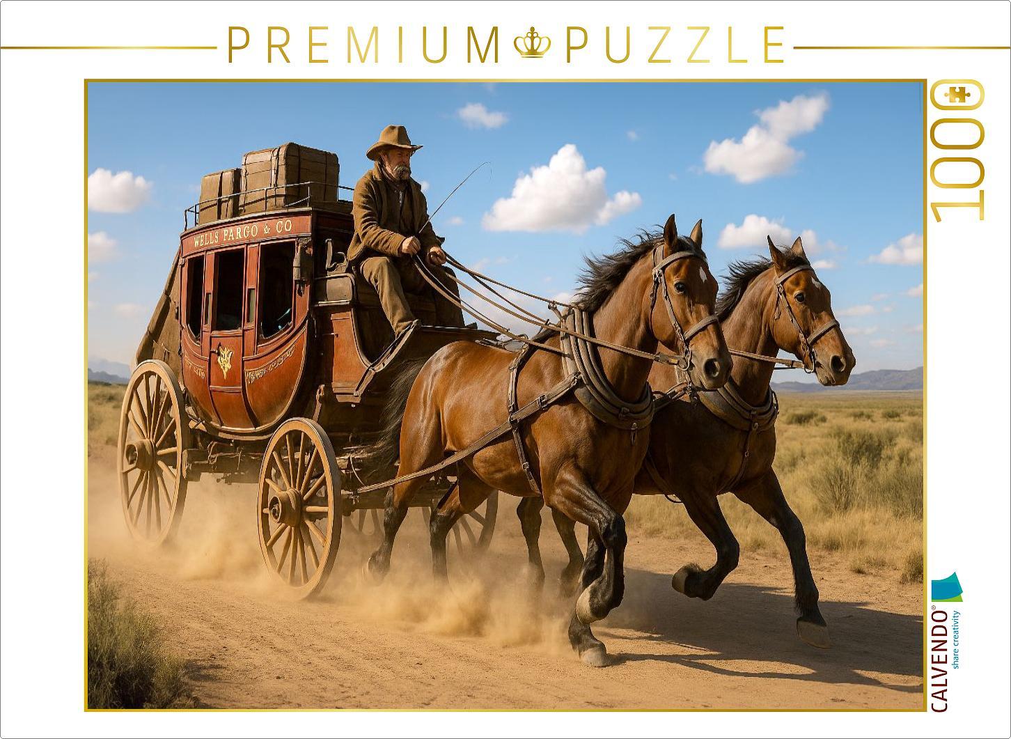 CALVENDO Puzzle Postkutsche - Wilder Westen | 1000 Teile Lege-Größe 64x48cm Foto-Puzzle für glückliche Stunden