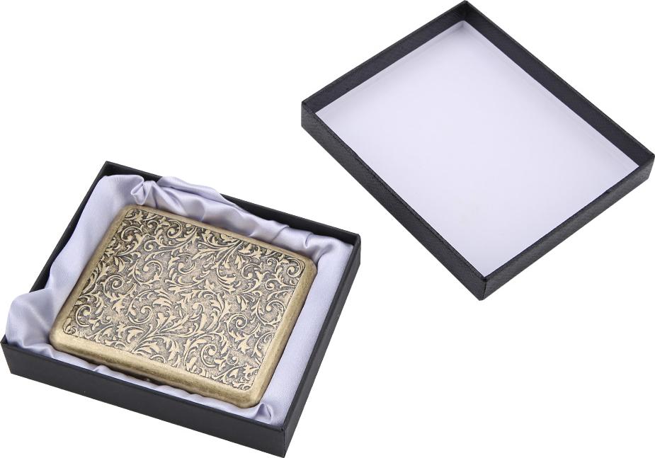 Gistuch Retro Bronze Metall Cigarette Box Hülle doppelseitiger Taschenhalter für 20 Zigaretten (#3)