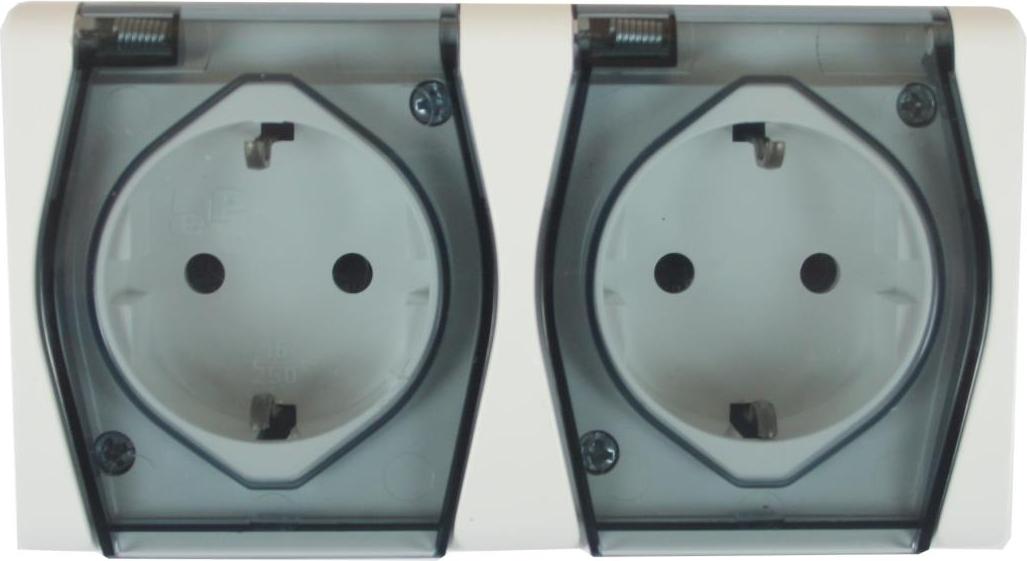 Elektro-Plast Elektroplast Socket Hermes2 2Pl Wh/Grey Ip44 1025-01