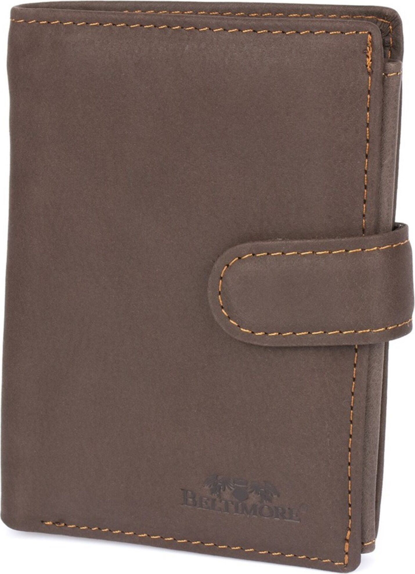 Große vertikale Herren-Geldbörse aus Leder mit Verschluss Beltimore braun RFiD Premium i42