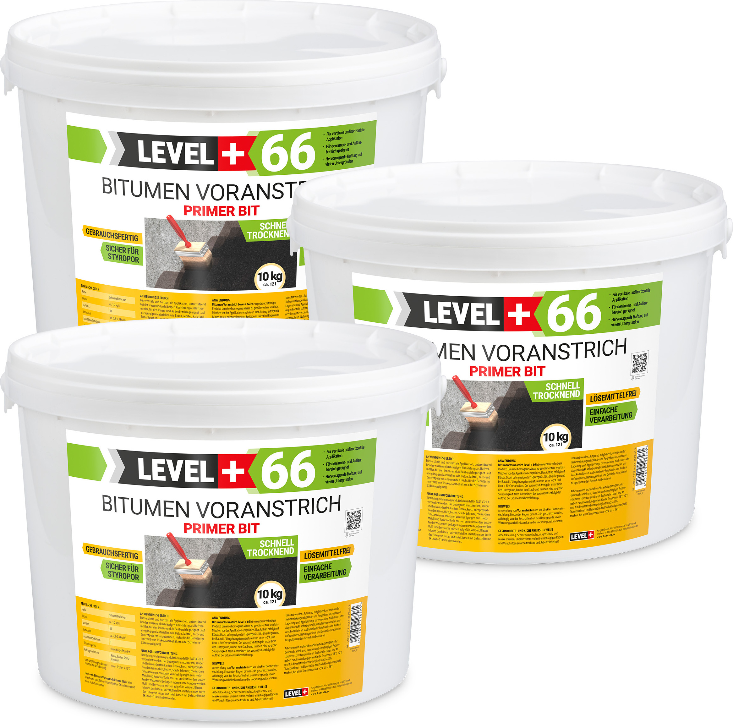 Hangato GmbH Bitumen Voranstrich Haftgrund 30kg Grundierung Bitumengrund Fundamente LEVEL+66 RM66_30