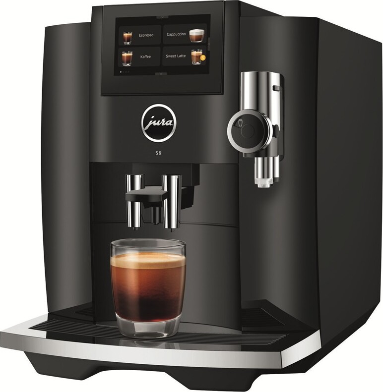 JURA S8, Espresso kávovar, 1,9 L, Kávové zrná, Mletá káva, Vstavaný mlynček, 1450 W, Čierna