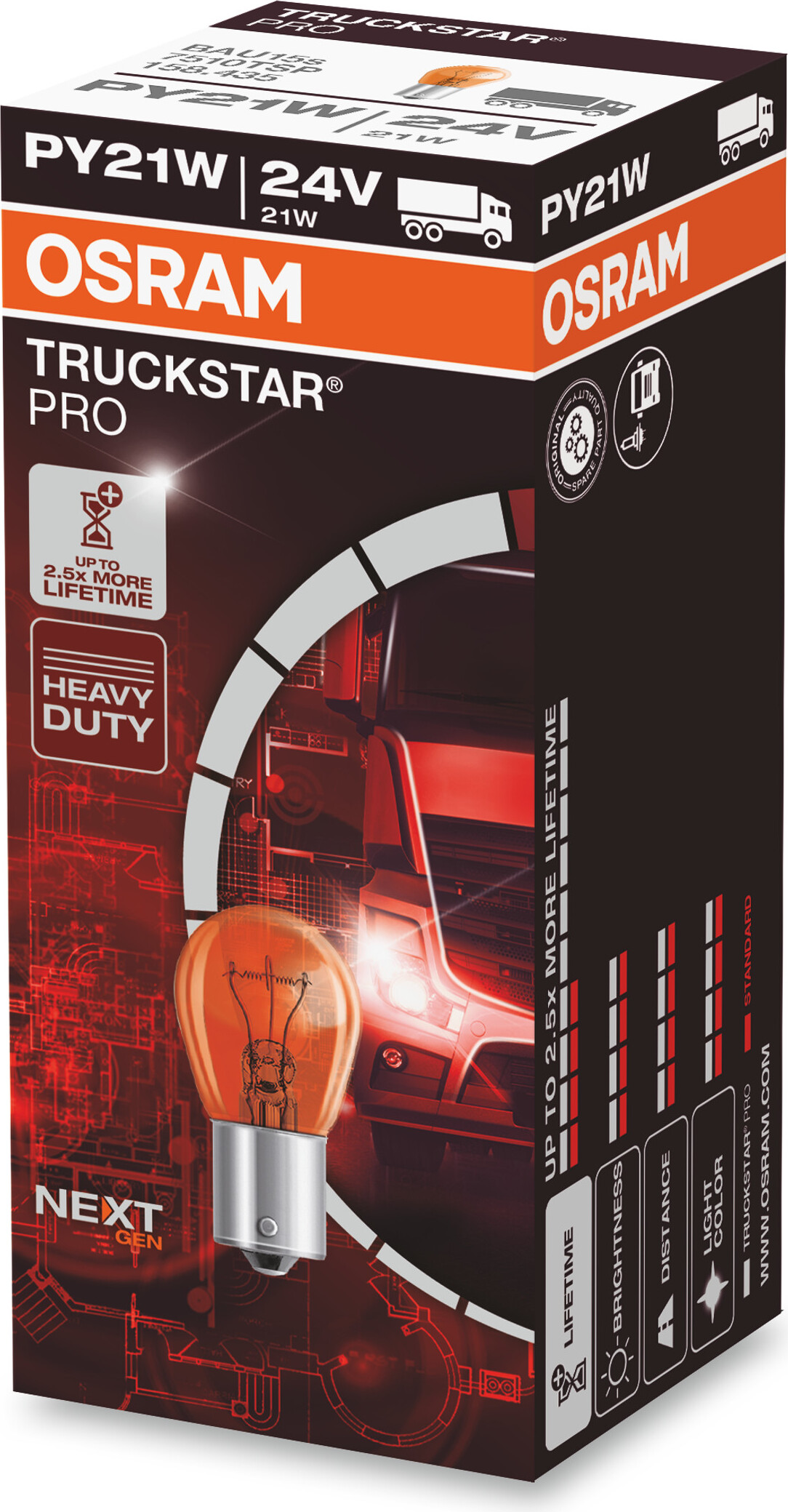 OSRAM PY21W 24V 21W BAU15s TRUCKSTAR PRO NEXT GEN bis 2,5x lngere Lebensdauer 1St 7510TSP