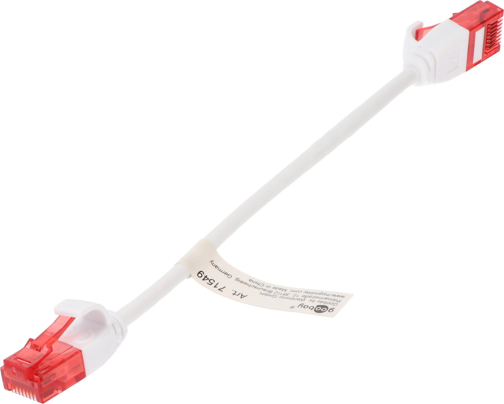 Goobay CAT 6 Slim-Patchkabel, U/UTP, WeißKupfermaterial 71550