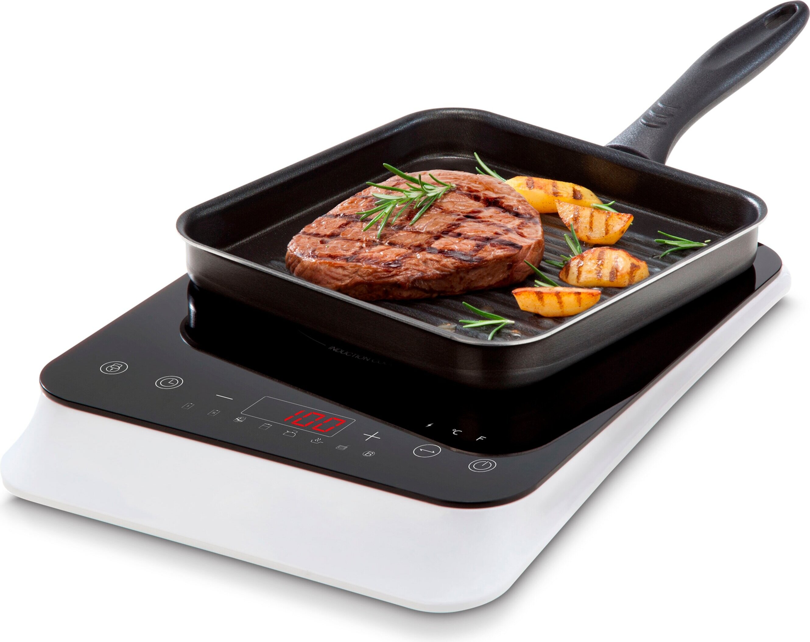 Indukčná varná doska MEDION (1 doska, indukčná varná doska 20 cm, indukčná doska s výkonom 2 000 W, 1 varná doska s 10 nastaveniami teploty a detekciou panvíc, doska z krištáľového skla, MD18490)