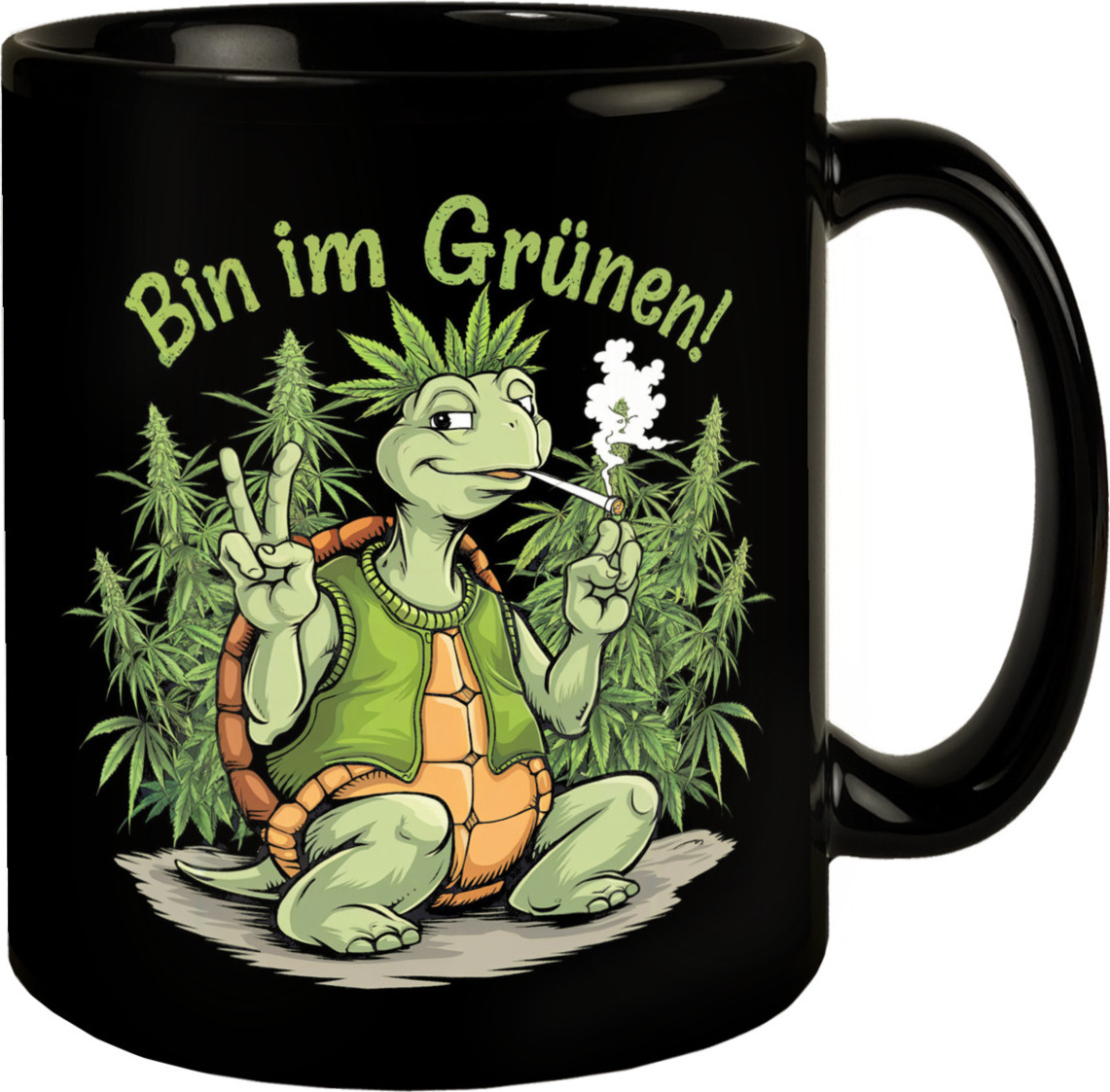 speecheese Bekiffte Schildkröte mit Joint Tasse - Bin im Grünen