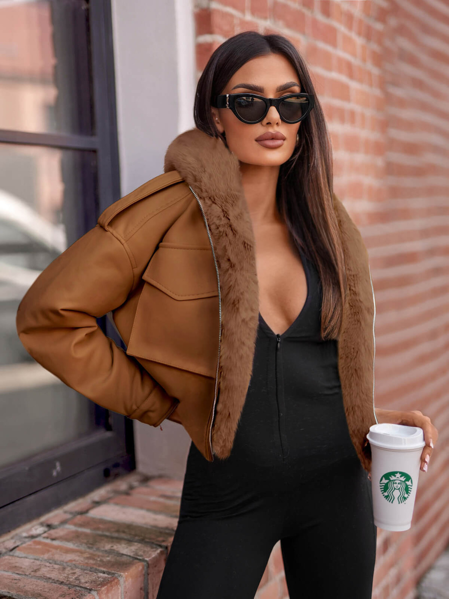 Damen Lederjacke Braun OZONEE O/G125 L/XL