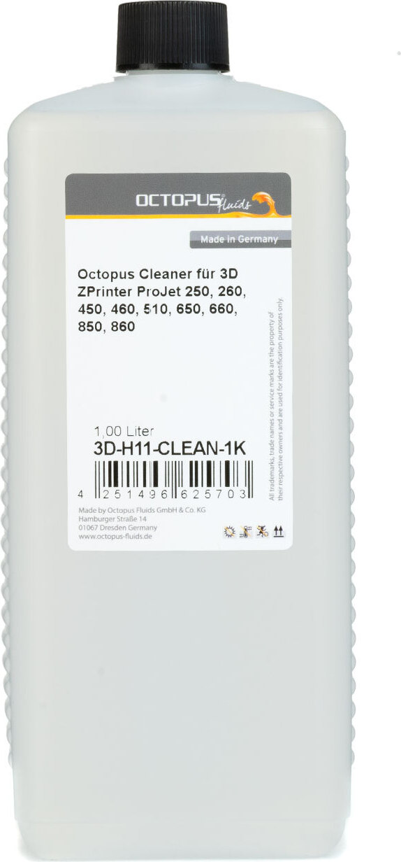 Octopus Concept GmbH Octopus Cleaner für 3D ZPrinter ProJet 250, 260, 450, 460, 510, 650, 660, 850, 860, 1 Liter 3D-H11-CLEAN-1K