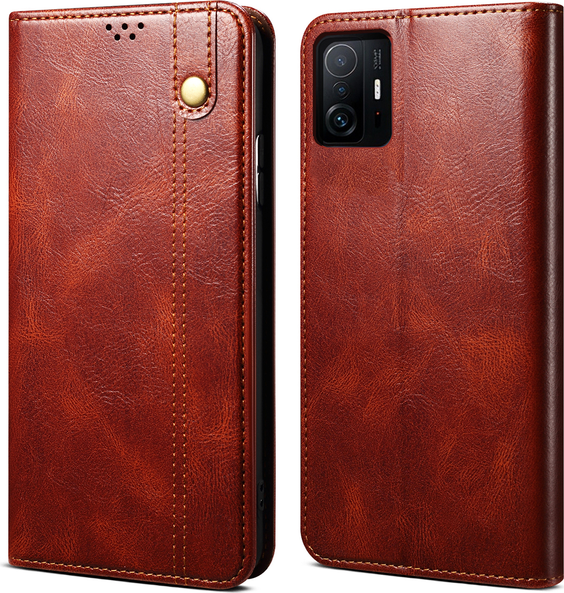 EYZUTAK Leder-Hülle Für Xiaomi 11T / 11T Pro – Flip Case Mit 3 Kartenfächern, Standfunktion & ID-Fenster, In Blau