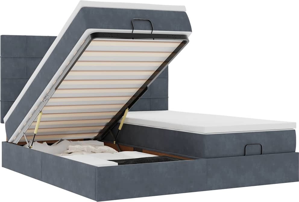 vidaXL Ottoman-Bett mit Matratzen Dunkelgrau 200x200 cm Samt 3313779