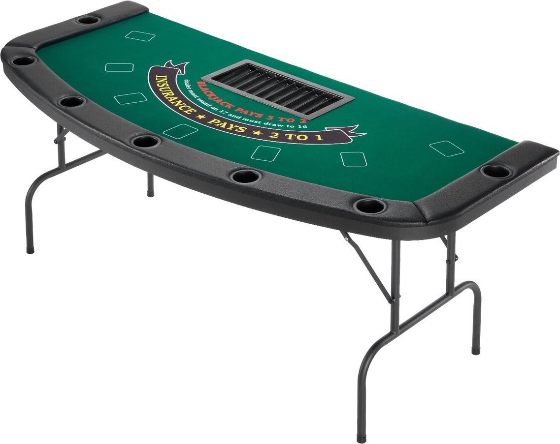 VEVOR 1828.8 mm Folding Poker Table Foldable 7 Player Casino Texas Holdem Table