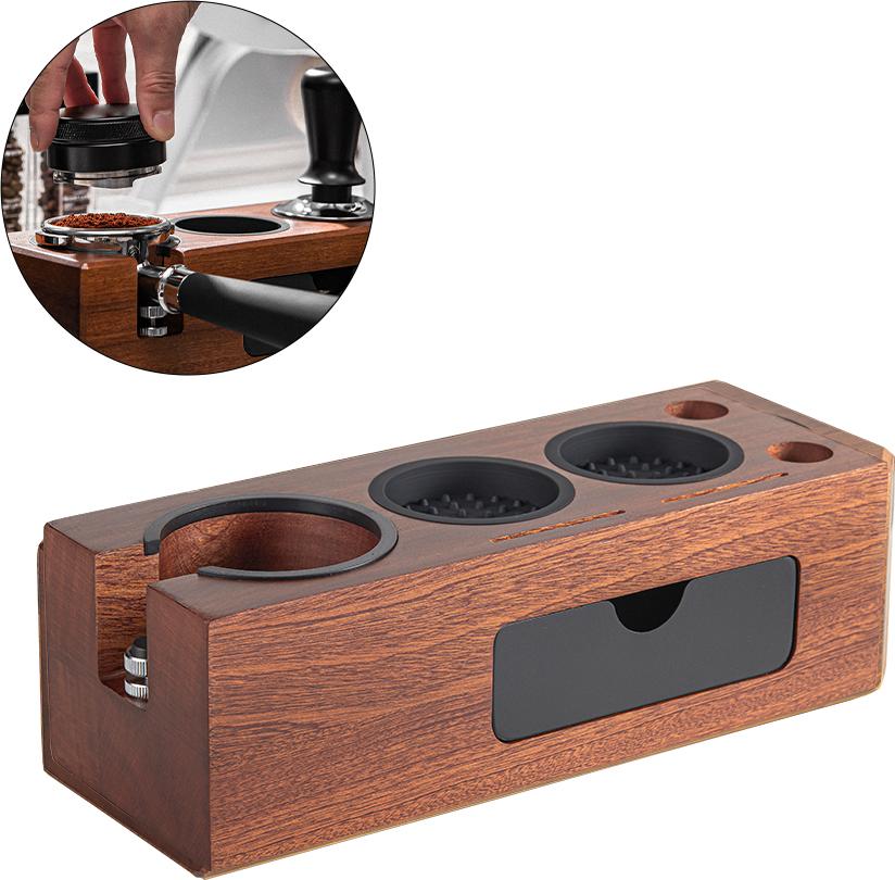 Cocosity Espresso Tamping Station hölzerne Espresso Tamper Halter 3 Löcher für 51mm bis 58mm Universal Portafilters Tampers Levelers Kaffee Espresso Maschine Zubehör Coffee Station Organizer für Countertop
