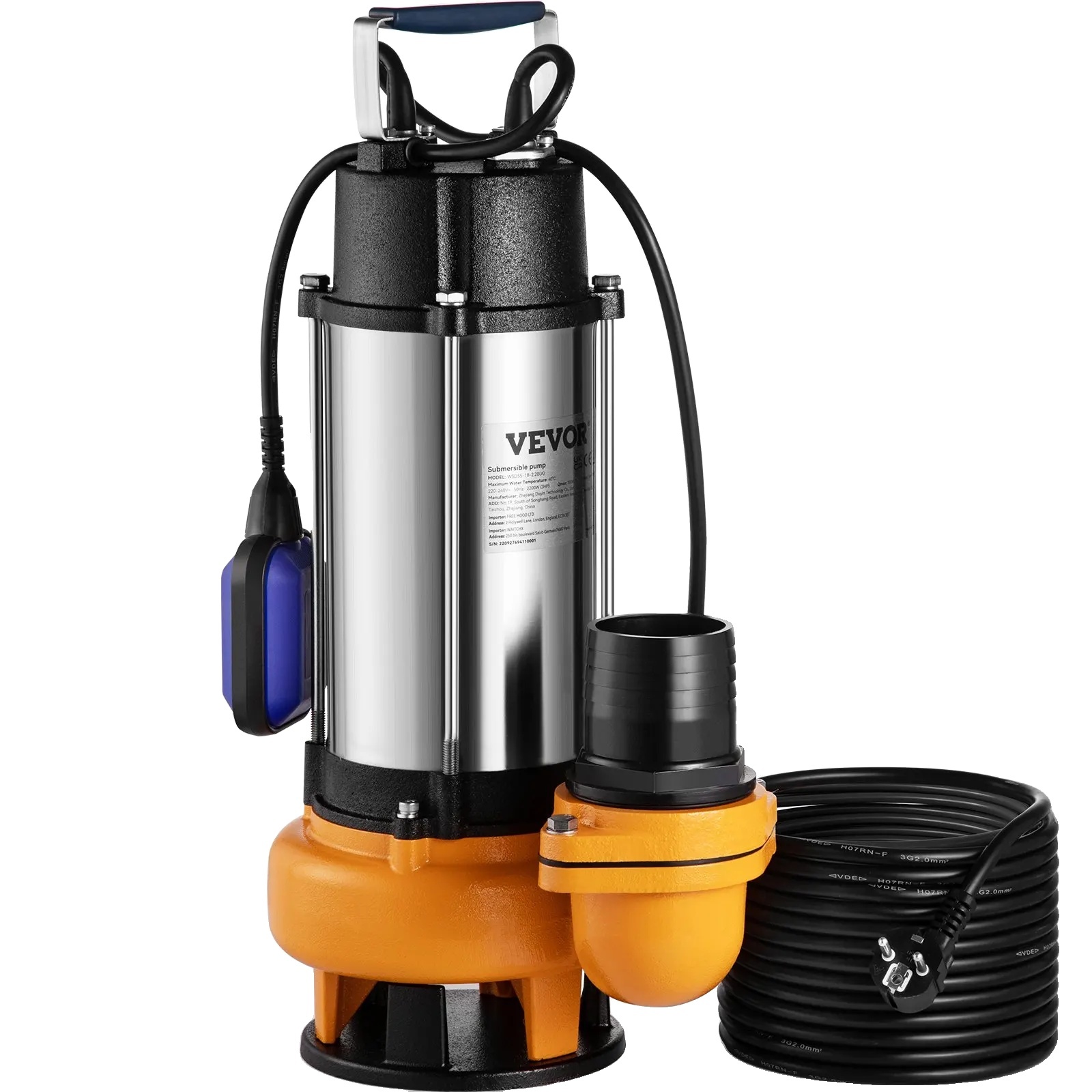 Ponorné čerpadlo do jám, výkon 2200 W, automatická prevádzka, výkon 1000 l/min ,