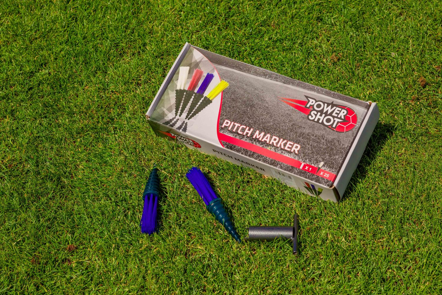 POWERSHOT Netsportique POWERMARKERS blau - 25er-Set - Spielfeldmarkierungshilfe - Inklusive Schraubwerkzeug - Fußballmarkierung FA024B