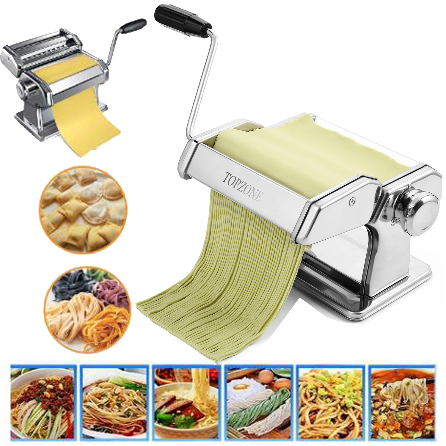 LOEFME Edelstahl Nudelmaschine Lasagne Spaghetti Pastamaker Küche Pastamaschine 