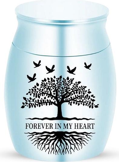 Hemelwinkel Elegante Mini Urne für Tier- und Menschenasche - 30 ml, 40x30 mm, in Babyblau - Erinnerungsurne