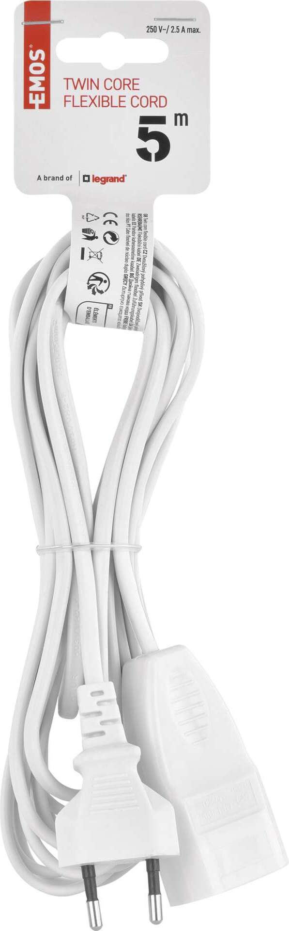 Prolunga Elettrica 5 Metri Bianca Sm-pc Con Protezione Bambini #k282