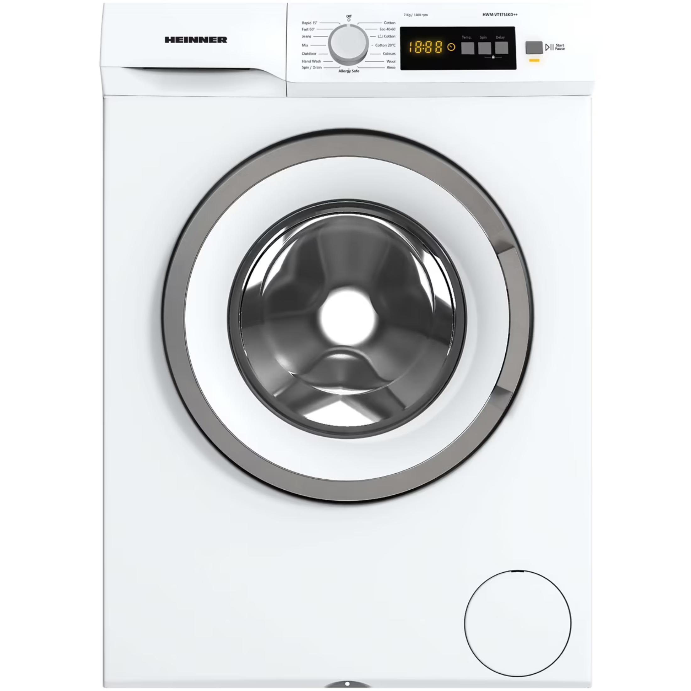 Heinner HWM-VT1714KD++ Waschmaschine 7 kg, 1400 U/min, Allergikerfreundlich, LED-Display, Weiß,