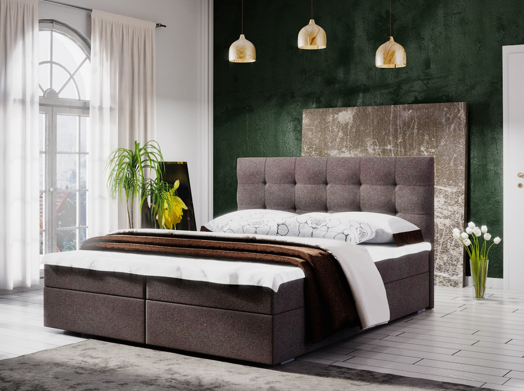 Manželská posteľ s úložným priestorom STIG COMFORT 5 - 160x200, hnedá