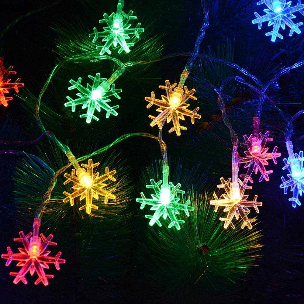 Lightsgo LED-Lichterkette Mit Schneeflocken – 4m, 40 LEDs, Batteriebetrieben, Mehrfarbig