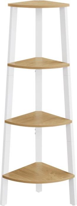 Vasagle LLS034Y70, Eckregal, Freistehend, Spanholzplatte, Stahl, Eiche, Weiß, Universal, 20 kg
