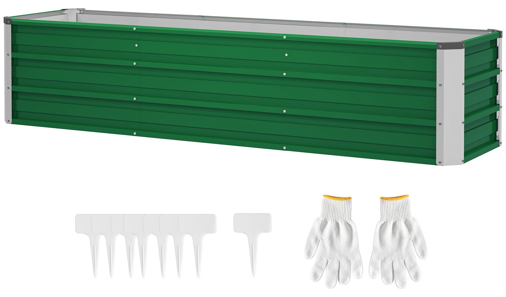 Welikera Stahl-Hochbeet, 3 separate Pflanzbereiche, offener Boden, einfacher Aufbau, 183 x 47 x 40cm, Grün KAUF-INTT-845-641GN-004