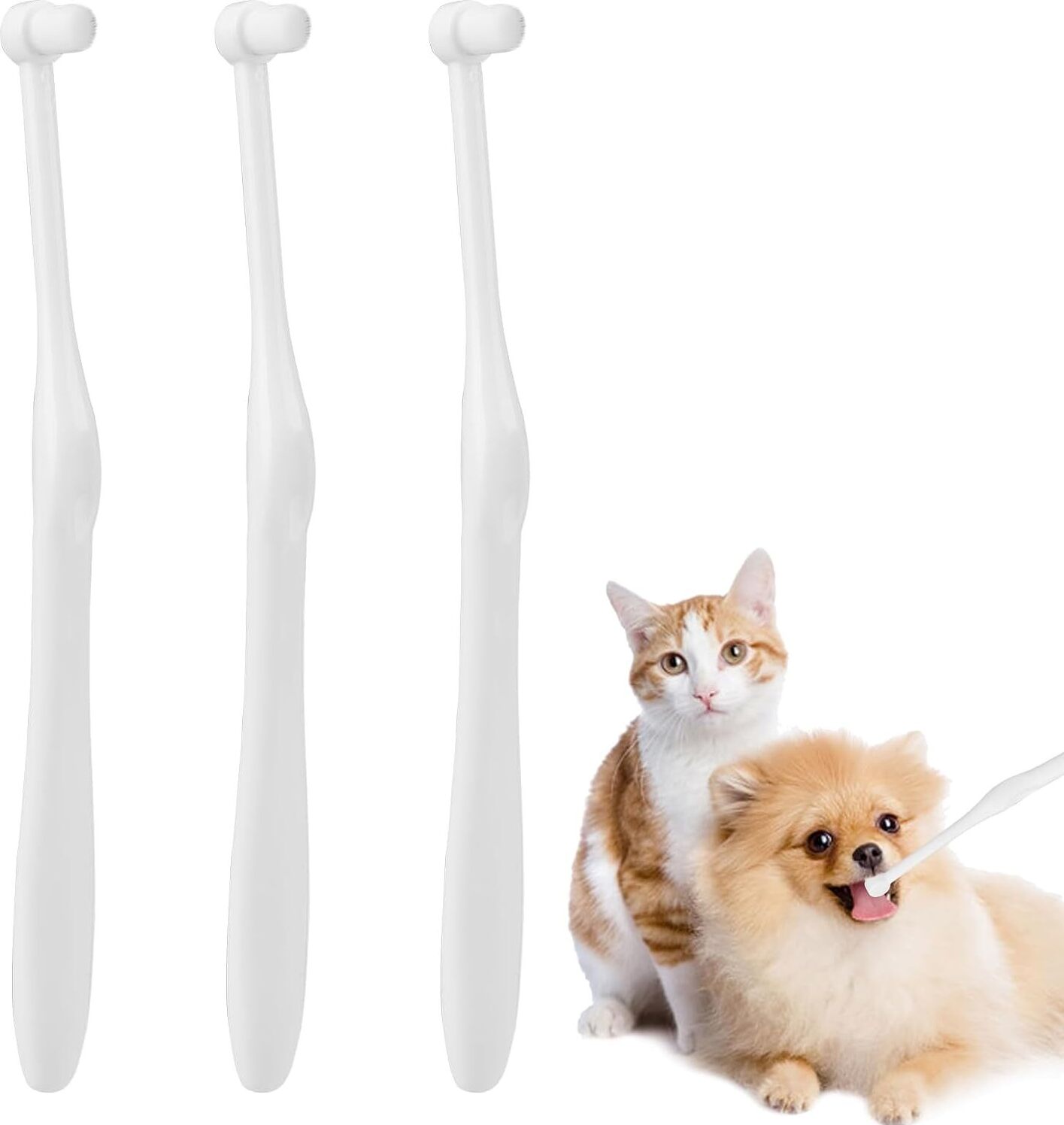 BundiGlassware 3 Stück Hundezahnbürsten, Haustier-Zahnbürste mit ultraweichen Nano-Borsten, Haustier-Katzen-Zahnpflege-Mundhygiene-Zahnbürste für empfindliches Zahnfleisch von Haustieren, Welpen-Kätzchen-Zahnbürste AYA1025TZ79