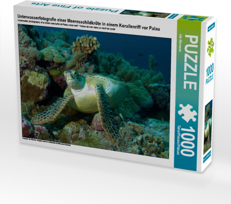 CALVENDO Puzzle Unterwasserfotografie einer Meeresschildkröte in einem Korallenriff vor Palau 1000 Teile Puzzle quer | 1000 Teile Lege-Größe 64x48cm Foto-Puzzle für glückliche Stunden