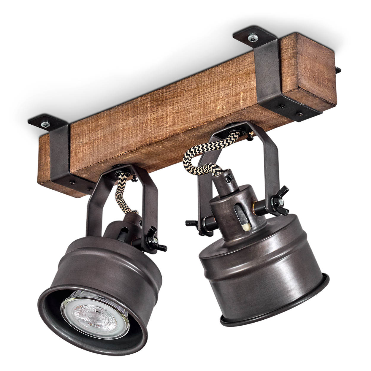 hofstein Villanuova »Villanuova« Deckenlampe aus Metall/Holz in Schwarz/Braun H3450444