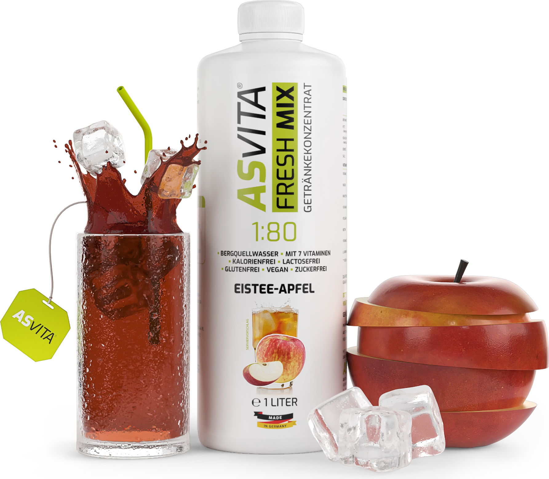 ASVita Fresh Mix Mineralgetränk 1/80 - 1L: Eistee-Apfel Geschmack: Eistee-Apfel 133000-032
