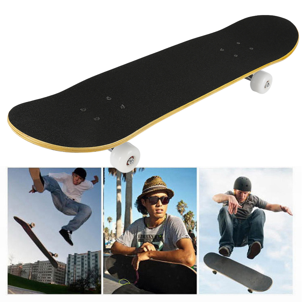 31'' Skateboard Deck Funboard Holzboard komplett 79x20cm Ahornholz Schwarz DHL 