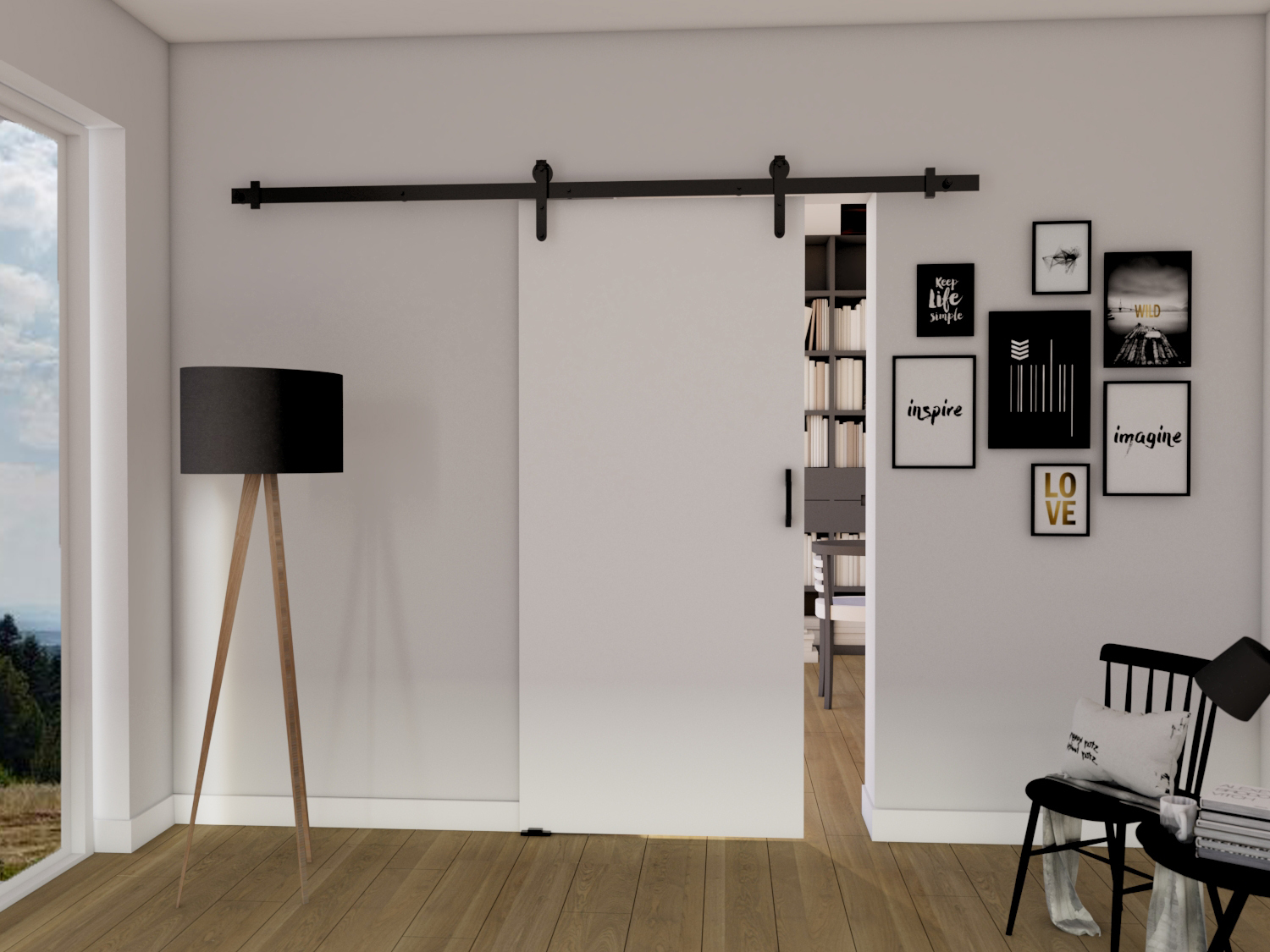 MINIO Schiebetüren LIFT A 76 cm Zimmertüren | Weiß matt LIFTA76BB