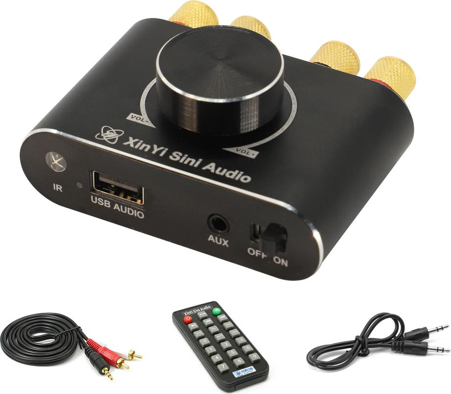 Aibecy 100 W + 100 W BT 5.1 Kabelloser Audio-Leistungsverstaerker Tragbarer Soundverstaerker Lautsprecherverstaerker fuer Auto und Zuhause