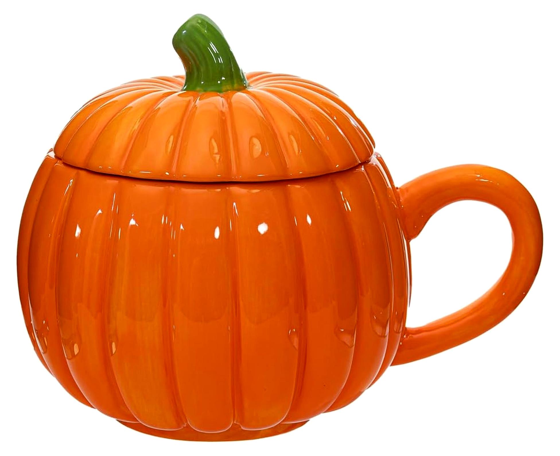 Markenlos Kürbissuppenschüssel mit Deckel - Herbstdekoration Küchenzubehör - Suppentopf oder Becher mit Griff