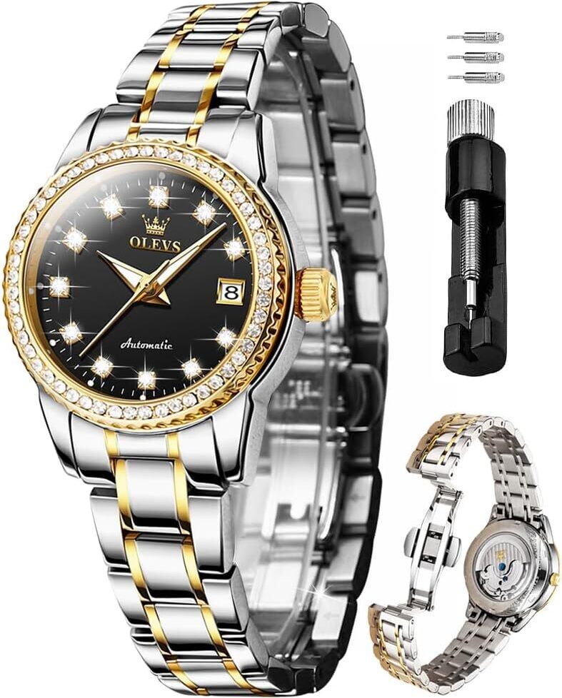 a elegantné diamantové dámske hodinky automatické mechanické šaty klasické náramok z nehrdzavejúcej ocele dámy 30 m vodotesné