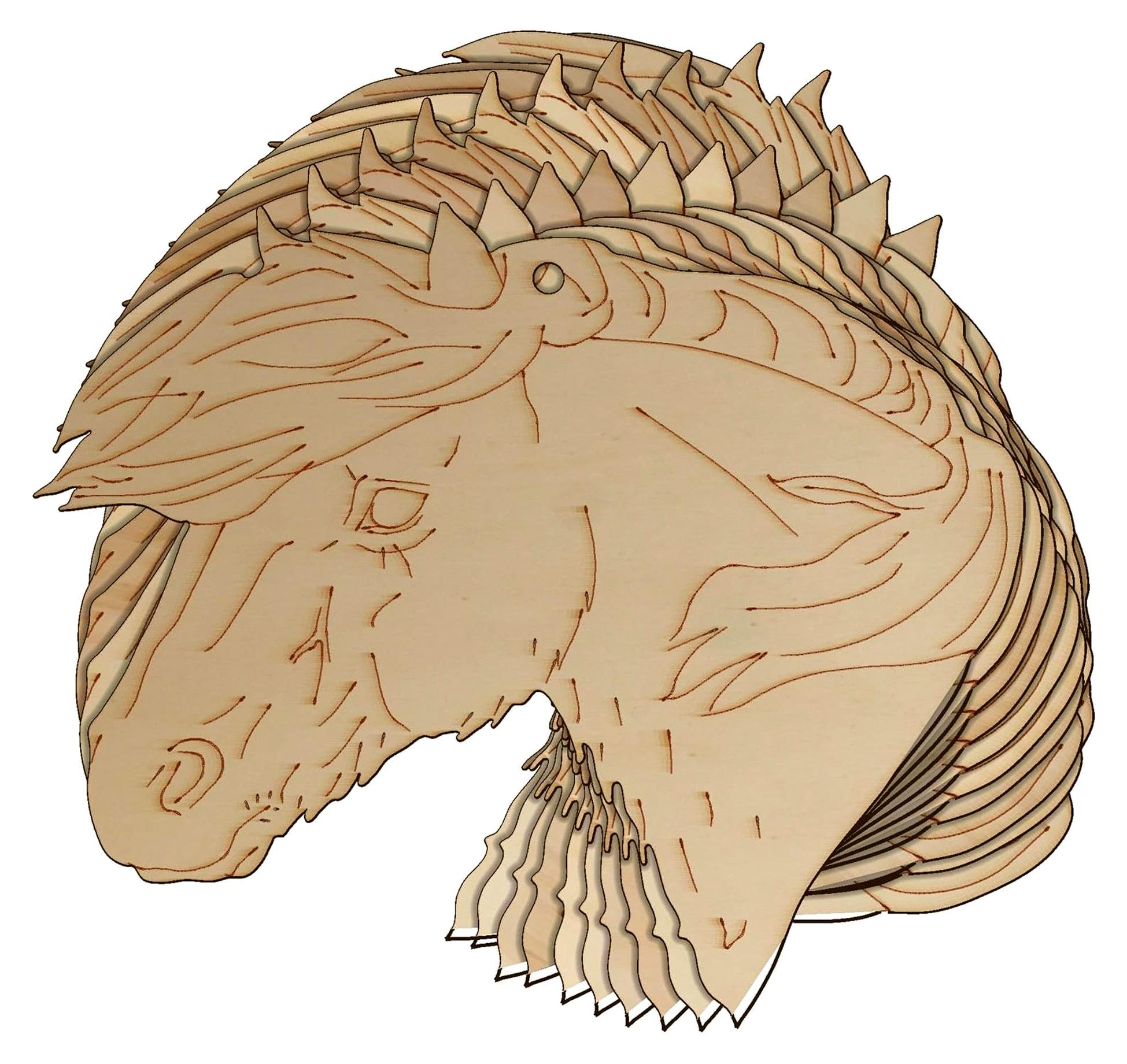 Markenlos Holzformen in Form von Shetland-Pony-Köpfen, 3 mm Sperrholz (4 x 4,8 cm, Loch oben mittig), 10 Stück