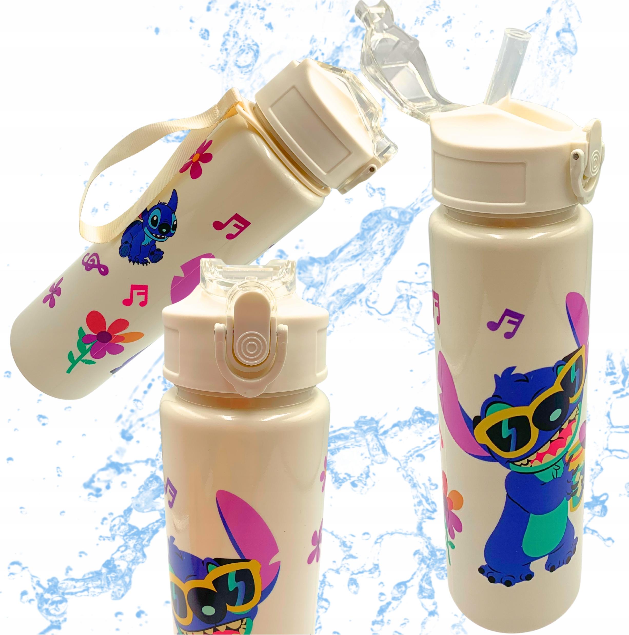 Inna Lilo und Stitch Trinkflasche mit Strohhalm für die Schule, 690 ml