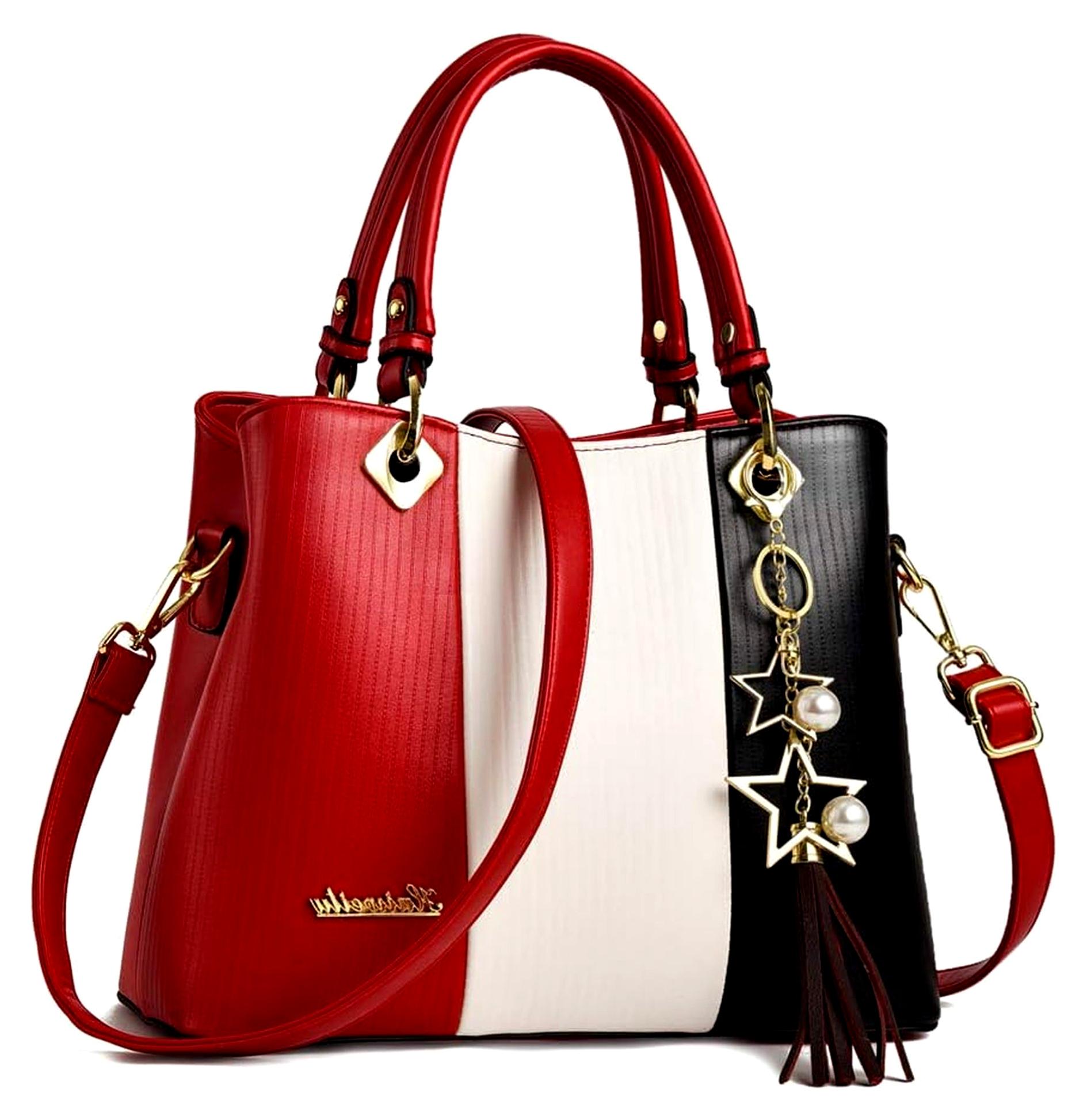 Markenlos Damen Classic Tote Bag aus Kunstleder mit Sternanhänger