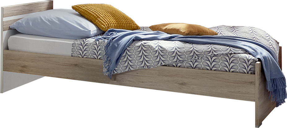 Kinderzimmer Bettgestell JOHANNESBURG-43 in Eiche Nb. mit weiß, B/H/T: ca. 96/71/204 cm