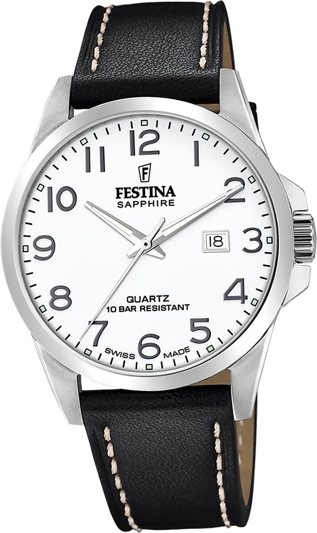 Festina pánske hodinky kožené čierne Festina Swiss Made náramkové hodinky D2UF20025/1