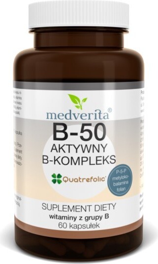 MEDVERITA B-50 Komplex Vitamin B-50 aktiver B-Komplex 60 Kapseln