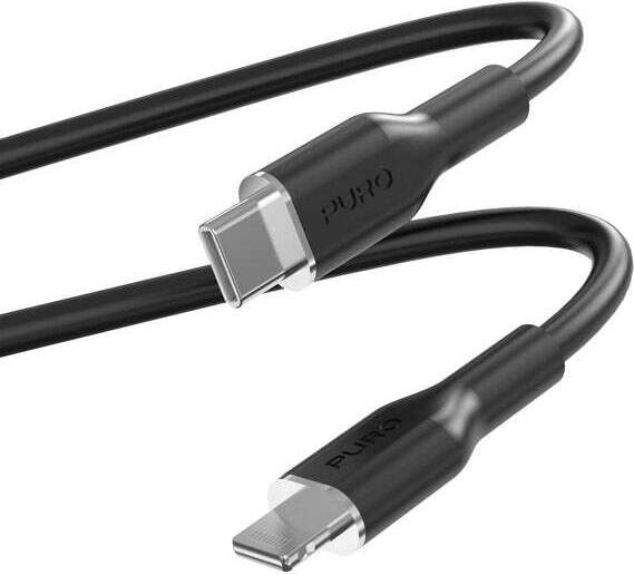 PURO ICON Soft Cable - kábel USB-C na Lightning MFi 1,5 m (čierny)