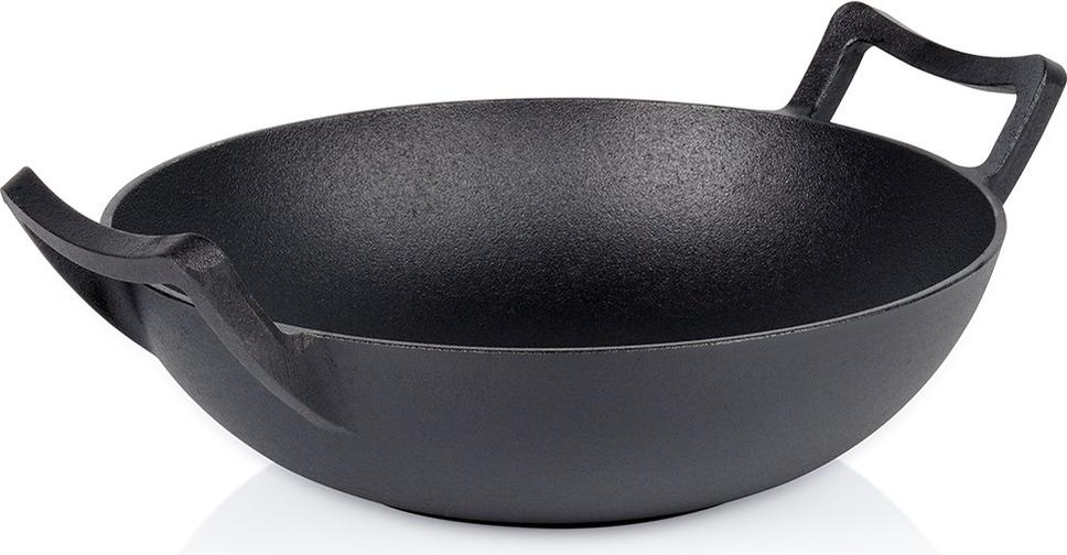 Artemis Wok aus Gusseisen, tiefe Bratpfanne zum Braten und Schmoren asiatischer Gerichte, 32 cm