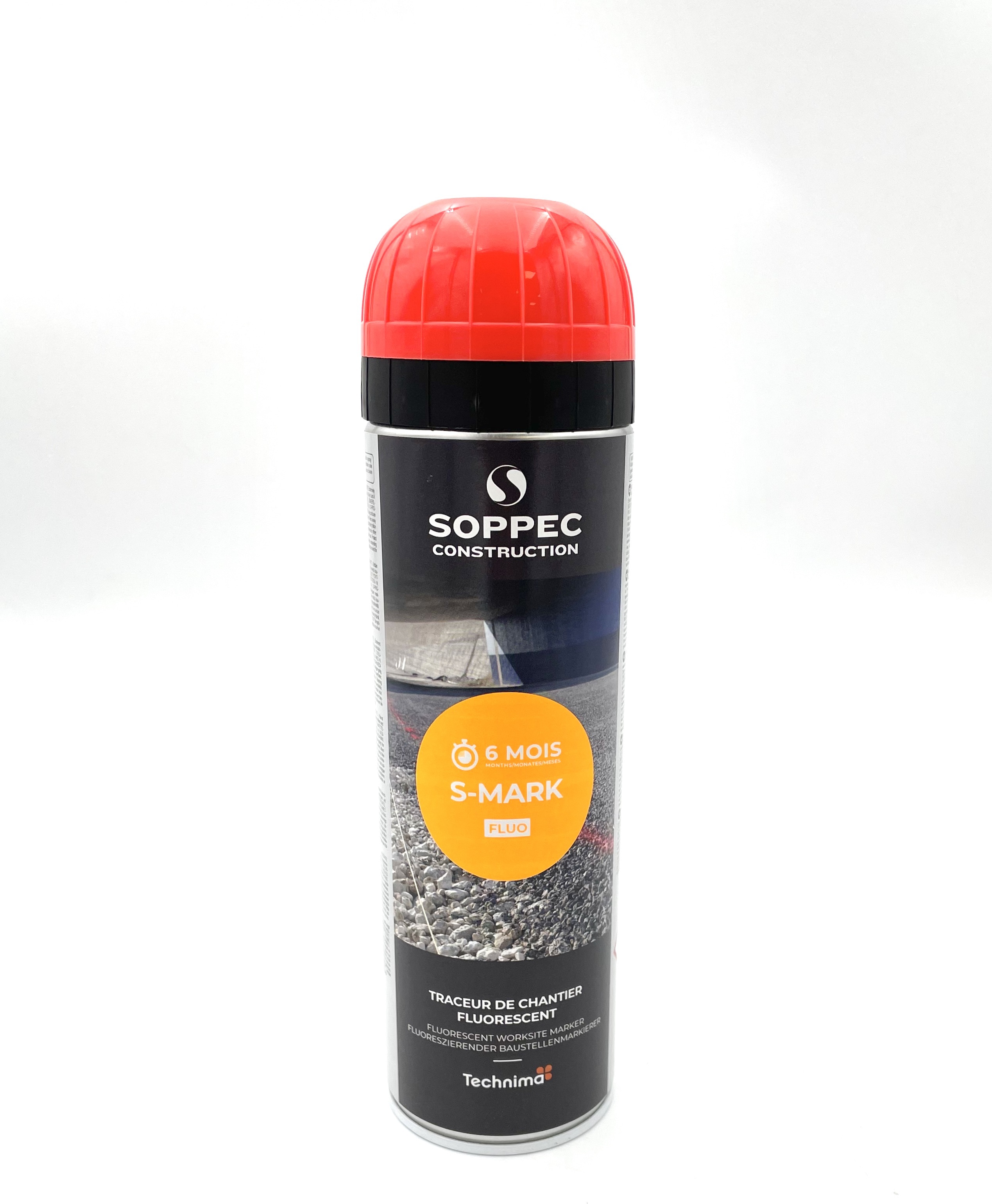 Soppec FASMARK500C Markierungsfarbe – Rot, 500 Ml – Schnelltrocknend, Fluoreszierend, Wetterbeständig