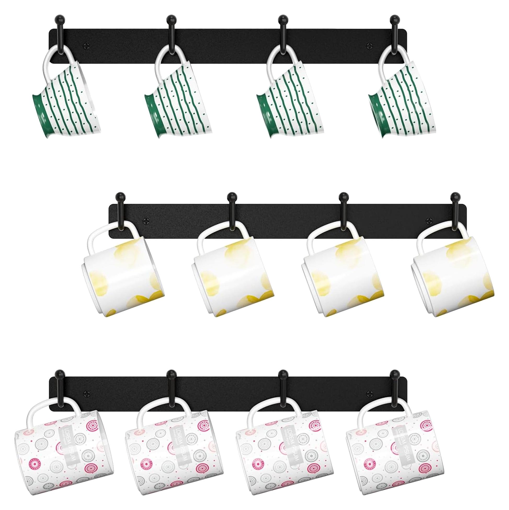 Markenlos Wand-Tassenhalter, 3er-Set Tassenregal für die Wand, Kaffeetassen Aufhänger, platzsparendes Zubehör für die Kaffeebar, geeignet für Küchen