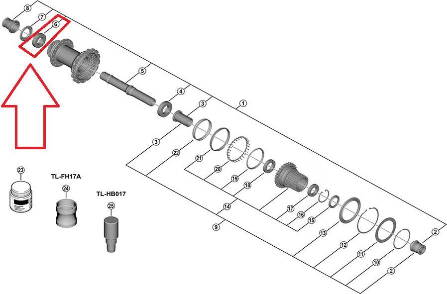 SHIMANO gedichtetes Patronenlager f.FH-M9210-B general - 15x28, 7mm