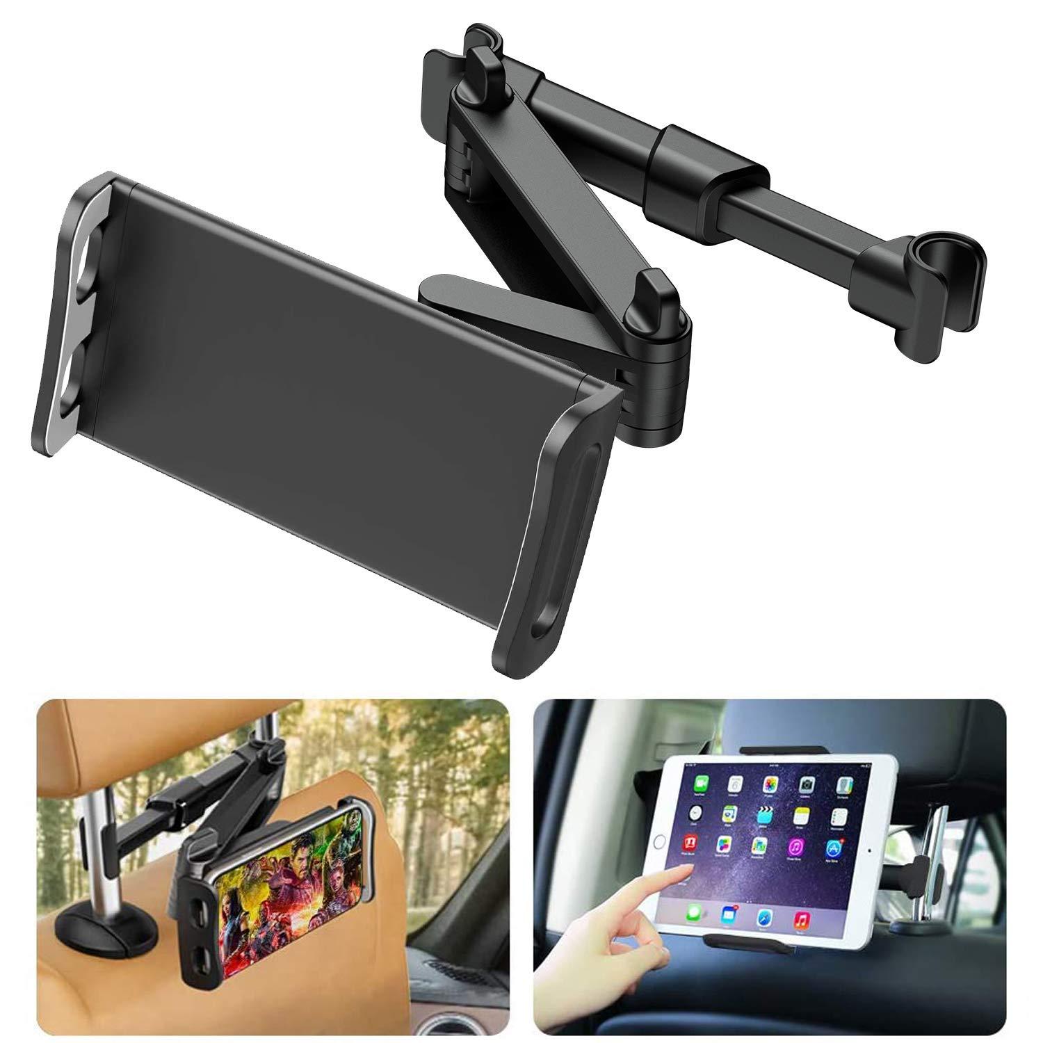 KIMISS Autotelefonhalter Schwarz Autokopfstütze Telefonhalterung 360 ° drehbarer Tablet-Halter Rücksitz Handyhalterung 